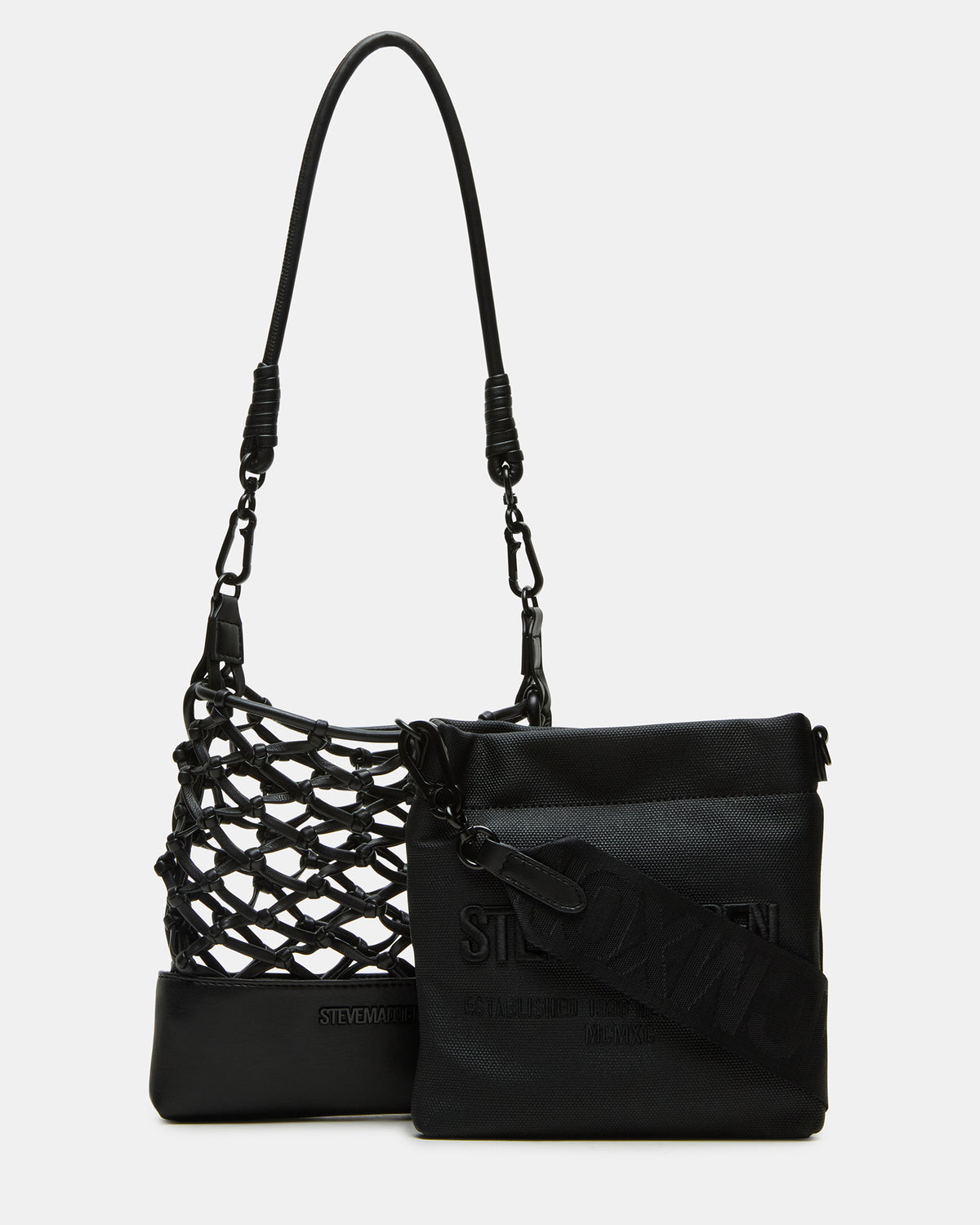 ARDA Black/Black Women's Crossbody Pouch Handbag Steve Madden BLACK BLACK