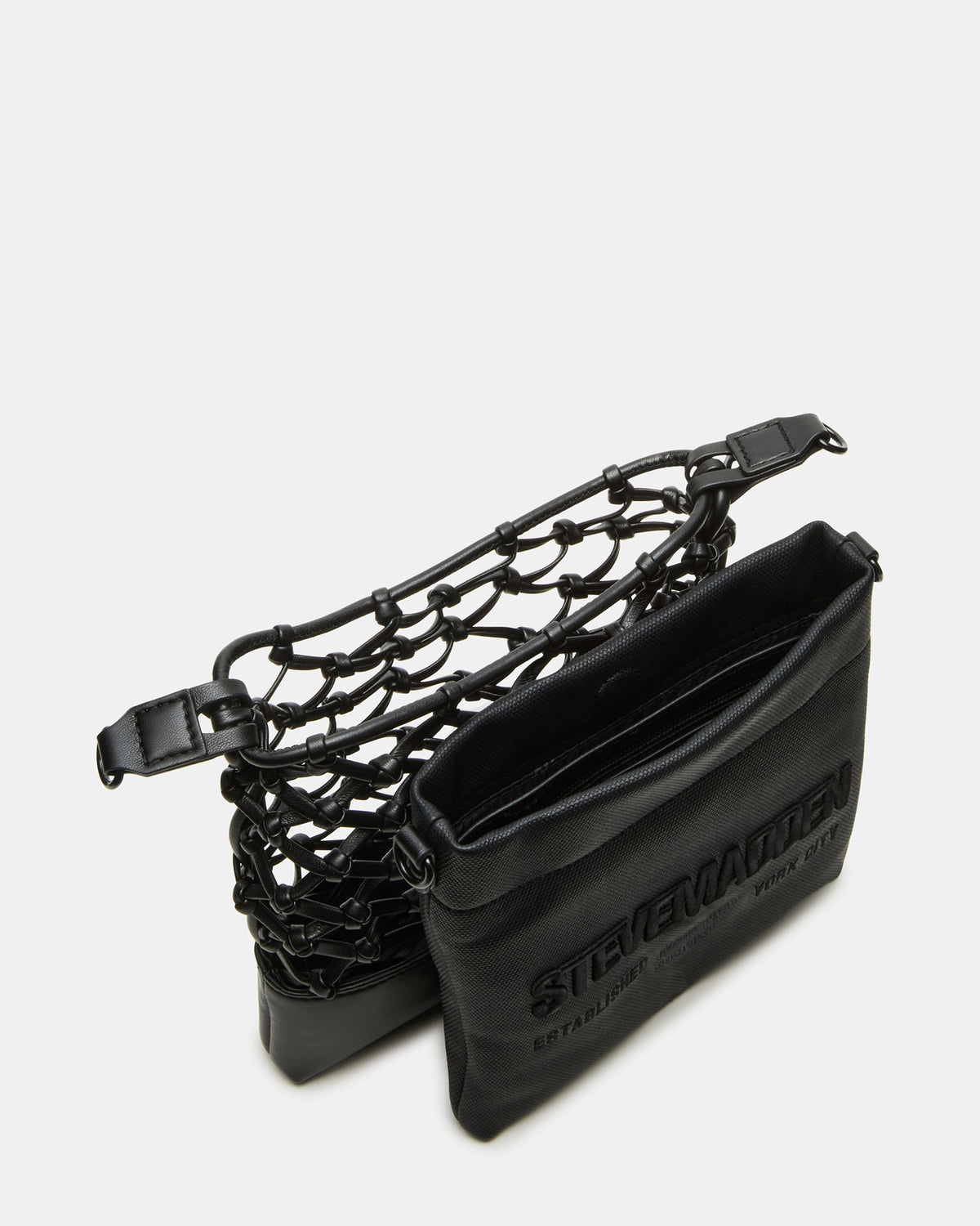 ARDA Black/Black Women's Crossbody Pouch Handbag Steve Madden BLACK BLACK