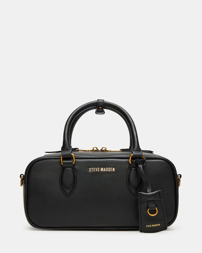 MERIT Bag Black Leather Top-Handle Satchel Crossbody Handbag Steve Madden BLACK LEATHER