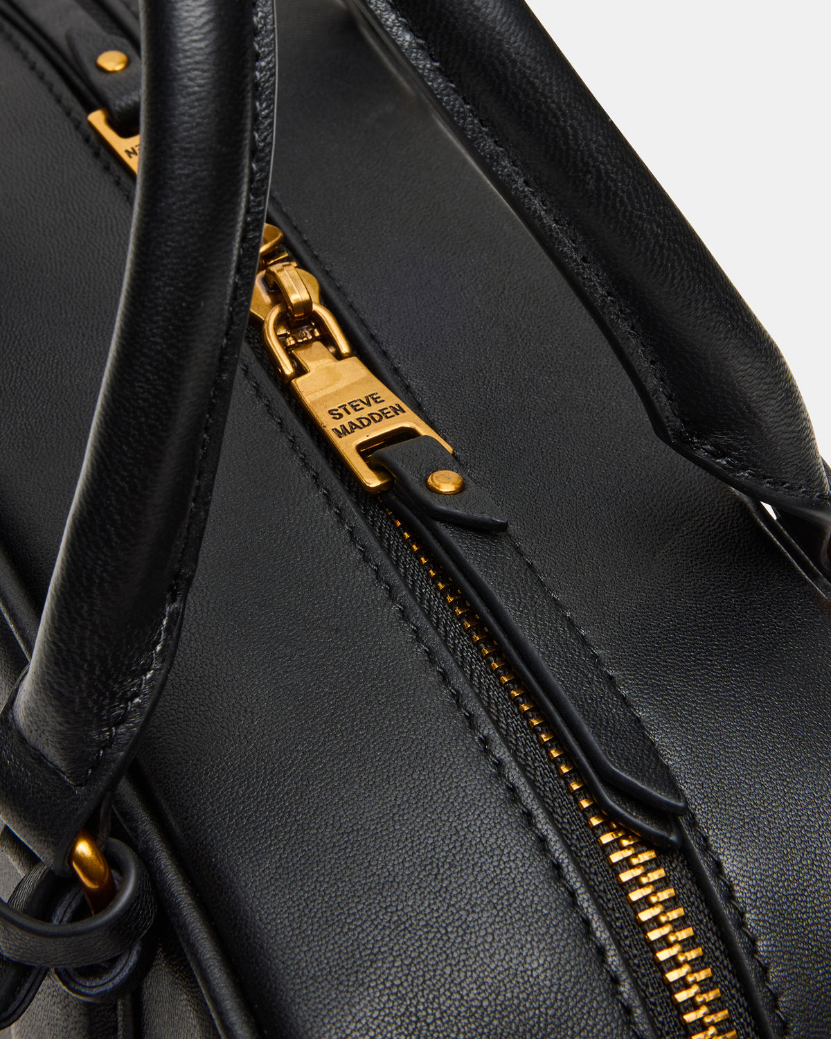MERIT Bag Black Leather Top-Handle Satchel Crossbody Handbag Steve Madden BLACK LEATHER