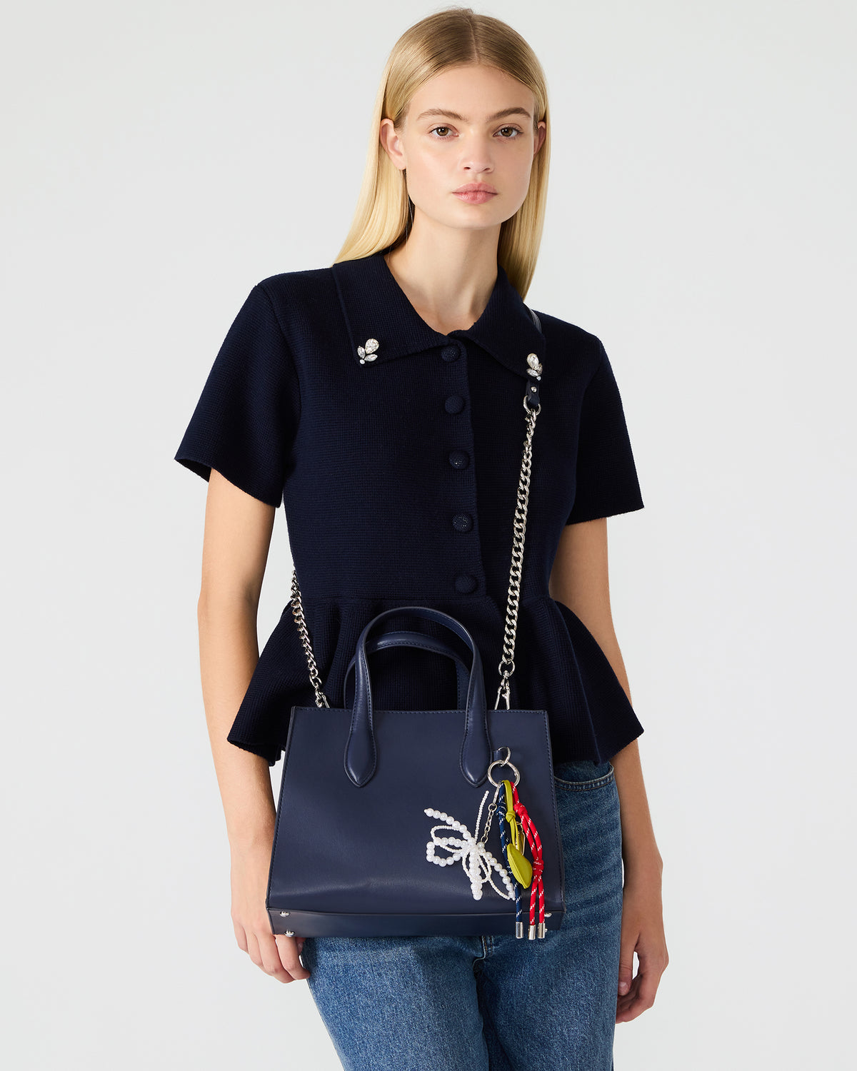 CALLEB Bag Navy Structured Tote Crossbody Handbag Steve Madden NAVY