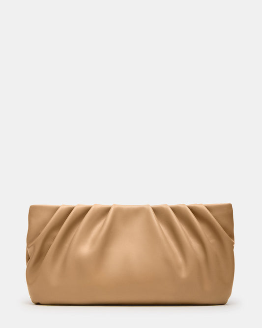 NIKA Chestnut Women's Pleated Crossbody Clutch Handbag Steve Madden CHESTNUT