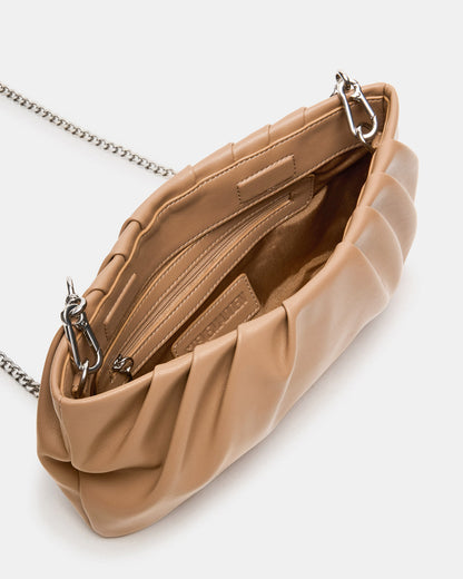 NIKA Chestnut Women's Pleated Crossbody Clutch Handbag Steve Madden CHESTNUT