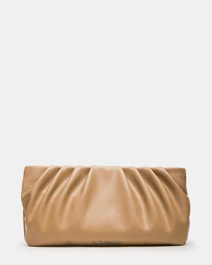 NIKA Chestnut Women's Pleated Crossbody Clutch Handbag Steve Madden CHESTNUT