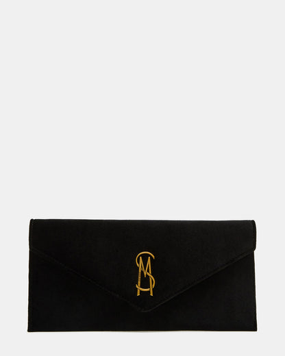 SMOOTH Bag Black Velvet Envelope Logo Crossbody Clutch Handbag Steve Madden BLACK VELVET