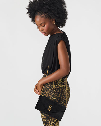 SMOOTH Bag Black Velvet Envelope Logo Crossbody Clutch Handbag Steve Madden BLACK VELVET