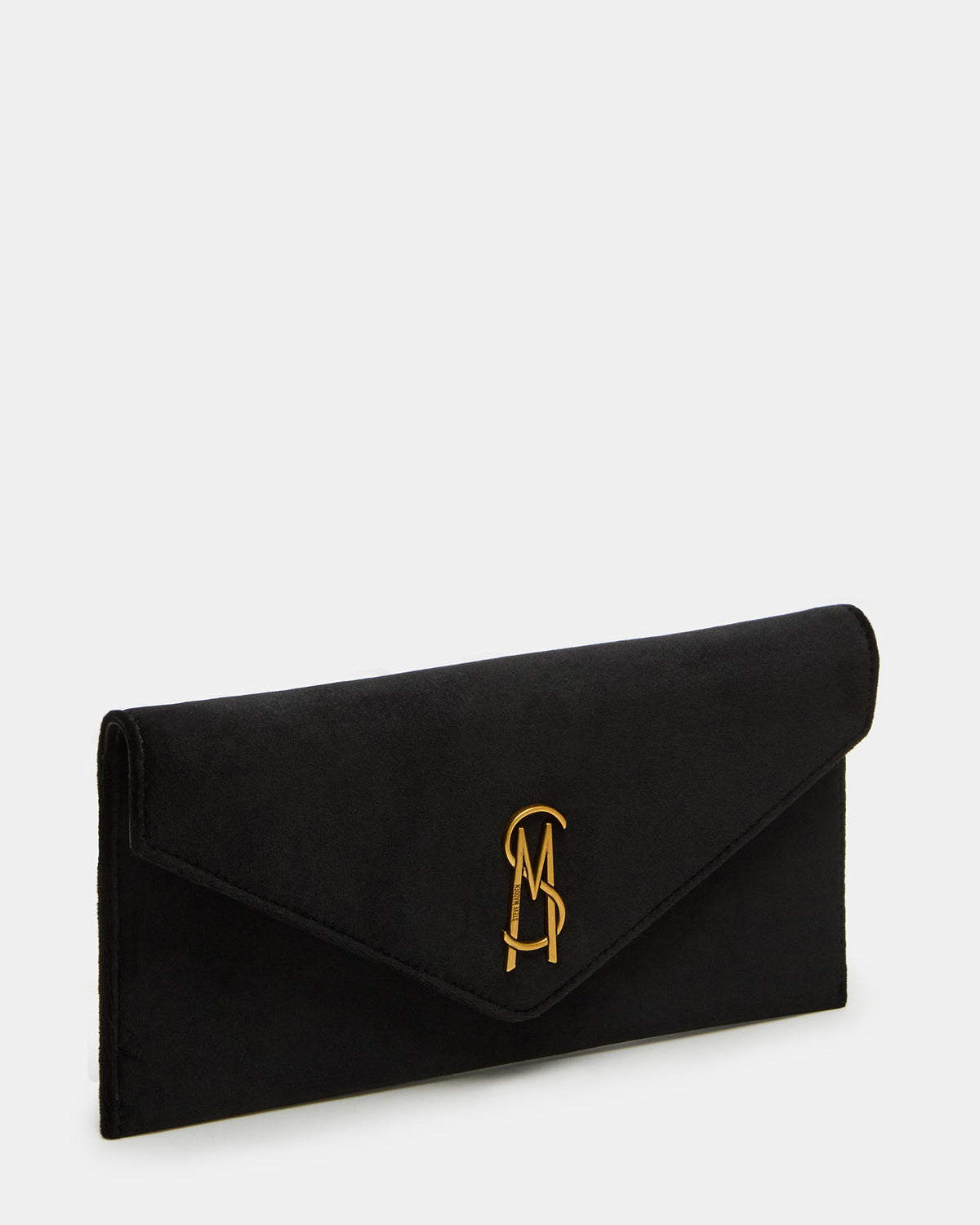 SMOOTH Bag Black Velvet Envelope Logo Crossbody Clutch Handbag Steve Madden BLACK VELVET