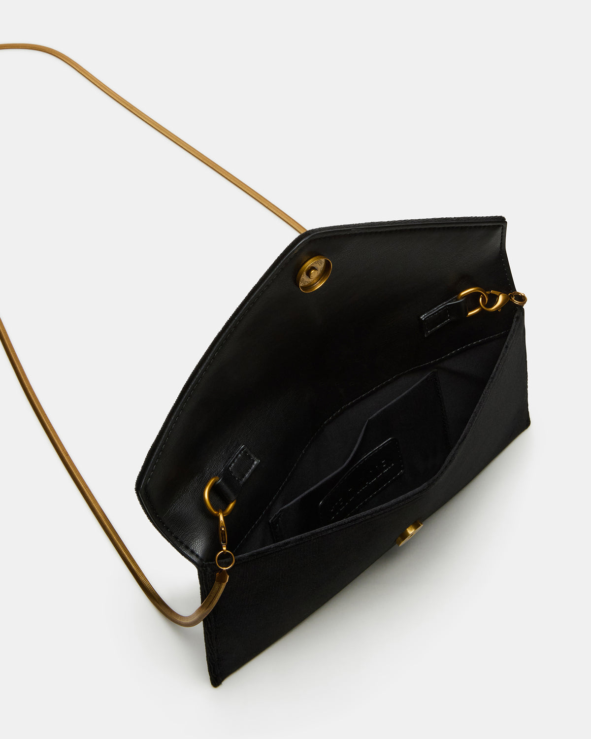 SMOOTH Bag Black Velvet Envelope Logo Crossbody Clutch Handbag Steve Madden BLACK VELVET