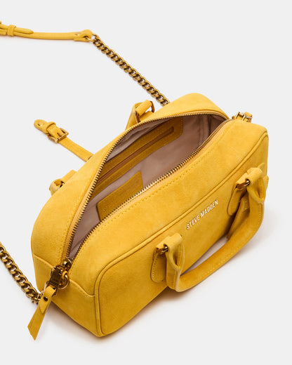 MERIT Bag Mustard Suede Top-Handle Satchel Crossbody Handbag Steve Madden MUSTARD SUEDE