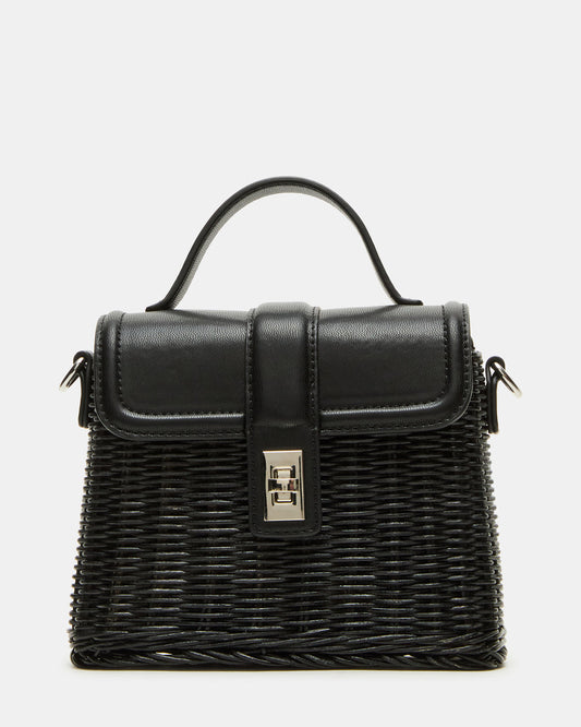 CRISTY Bag Black Wicker Top-Handle Sraw Crossbody Handbag Steve Madden BLACK