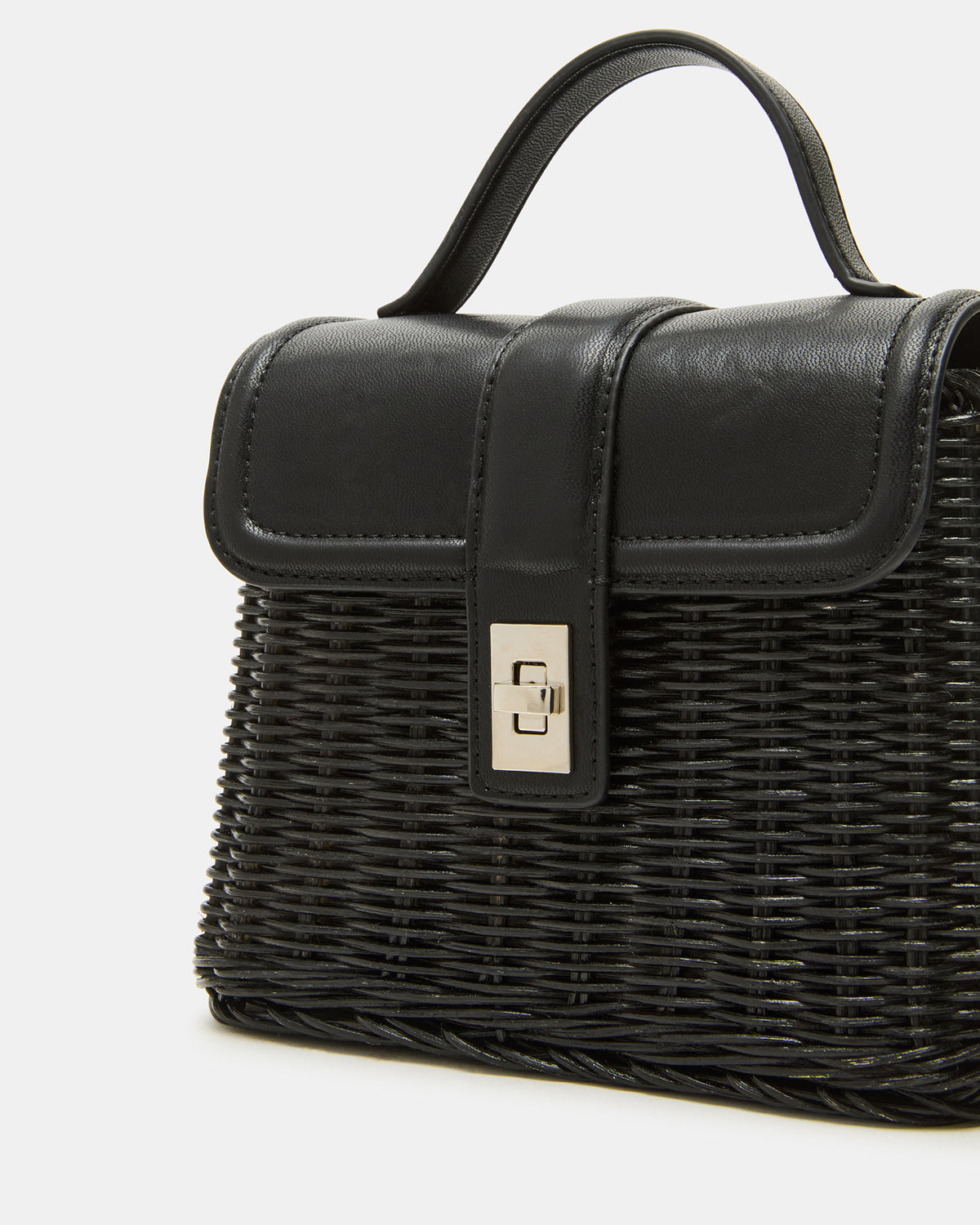 CRISTY Bag Black Wicker Top-Handle Sraw Crossbody Handbag Steve Madden BLACK