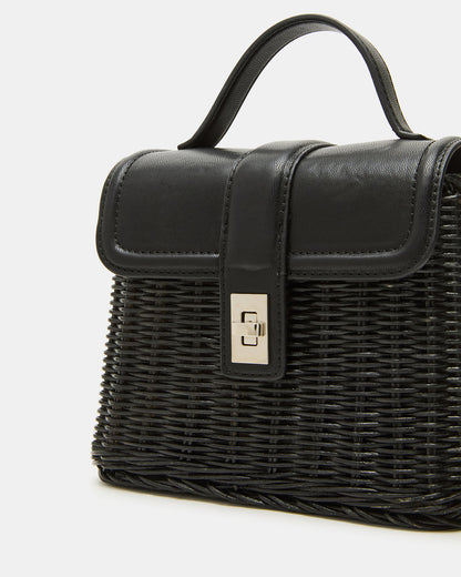 CRISTY Bag Black Wicker Top-Handle Sraw Crossbody Handbag Steve Madden BLACK