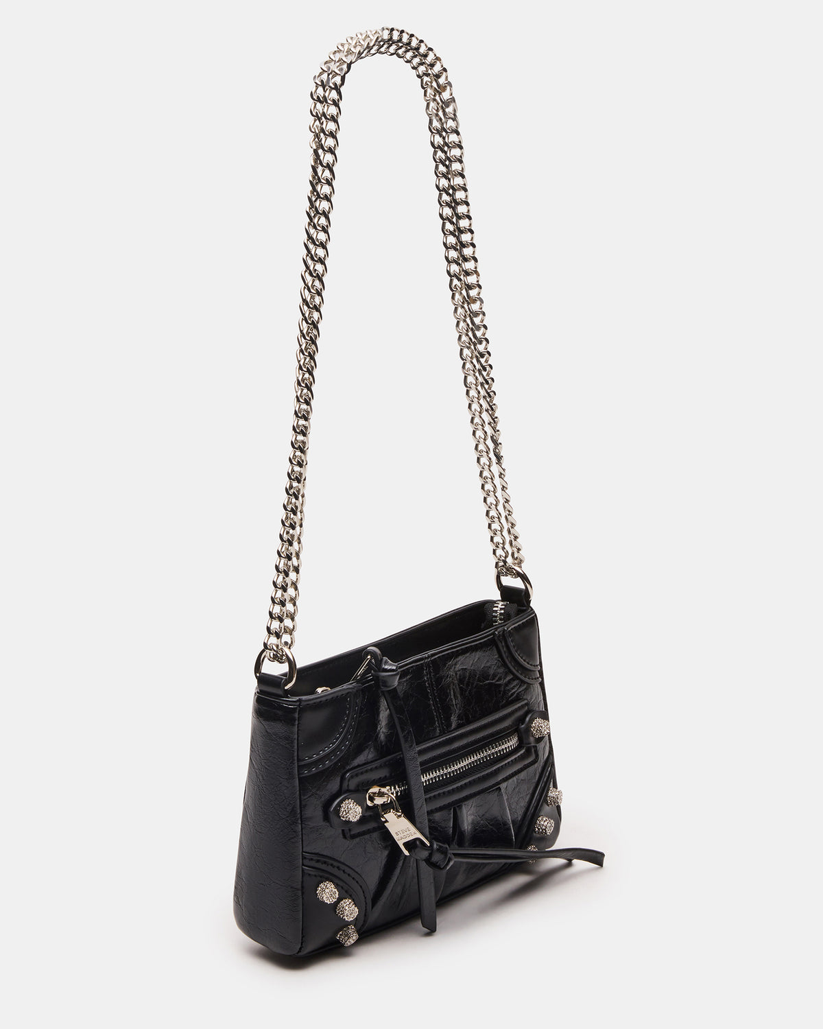 SKY Bag Black/Silver Moto Rhinestone Embellished Stud Crossbody Handbag Steve Madden BLACK SILVER
