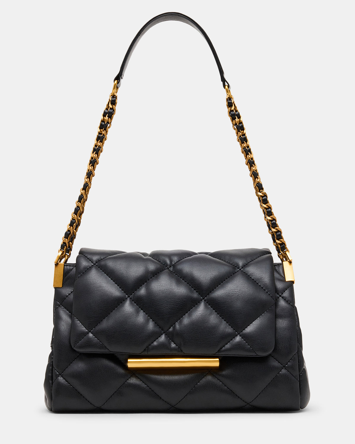 COLETTE Bag Black/Gold Quilted Chain Shoulder Handbag Steve Madden BLACK GOLD