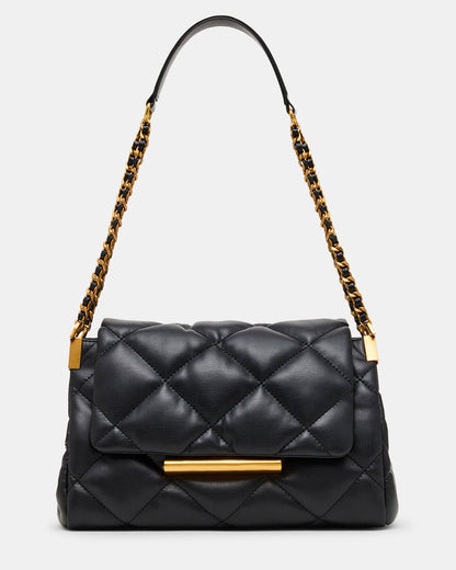 COLETTE Bag Black/Gold Quilted Chain Shoulder Handbag Steve Madden BLACK GOLD
