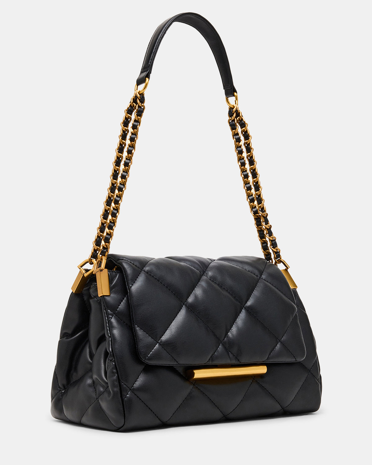 COLETTE Bag Black/Gold Quilted Chain Shoulder Handbag Steve Madden BLACK GOLD