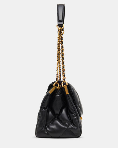 COLETTE Bag Black/Gold Quilted Chain Shoulder Handbag Steve Madden BLACK GOLD