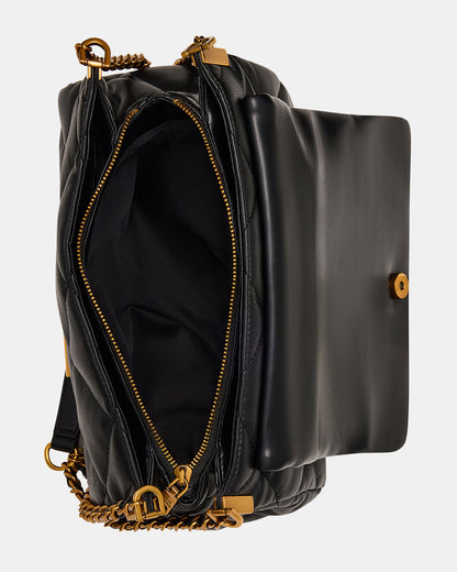 COLETTE Bag Black/Gold Quilted Chain Shoulder Handbag Steve Madden BLACK GOLD