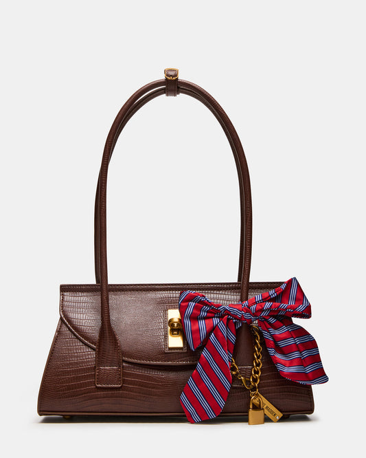 MILAN Bag Chocolate Elongated Menswear-Inspired Shoulder Strap Handbag Steve Madden CHOCOLATE
