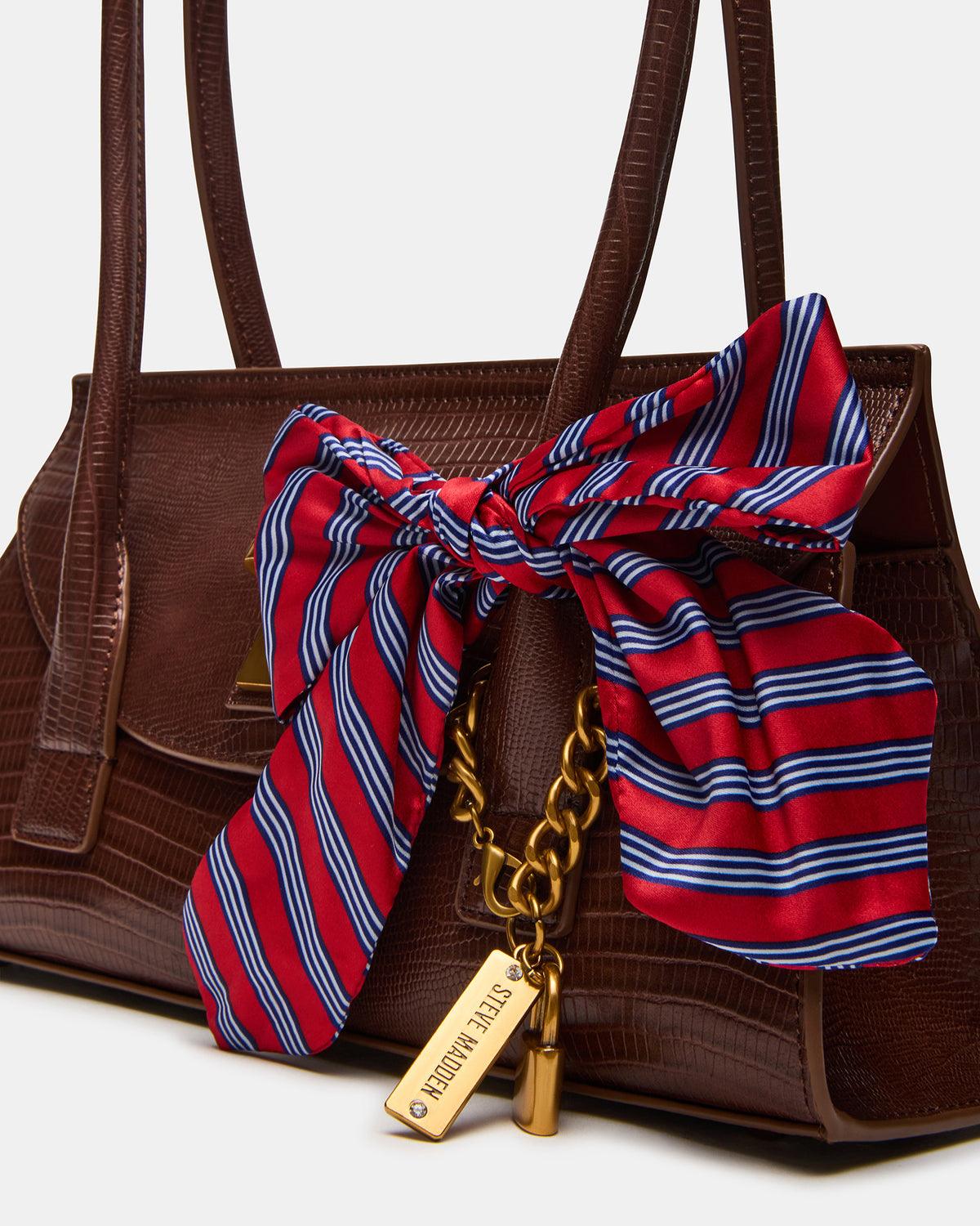 MILAN Bag Chocolate Elongated Menswear-Inspired Shoulder Strap Handbag Steve Madden CHOCOLATE