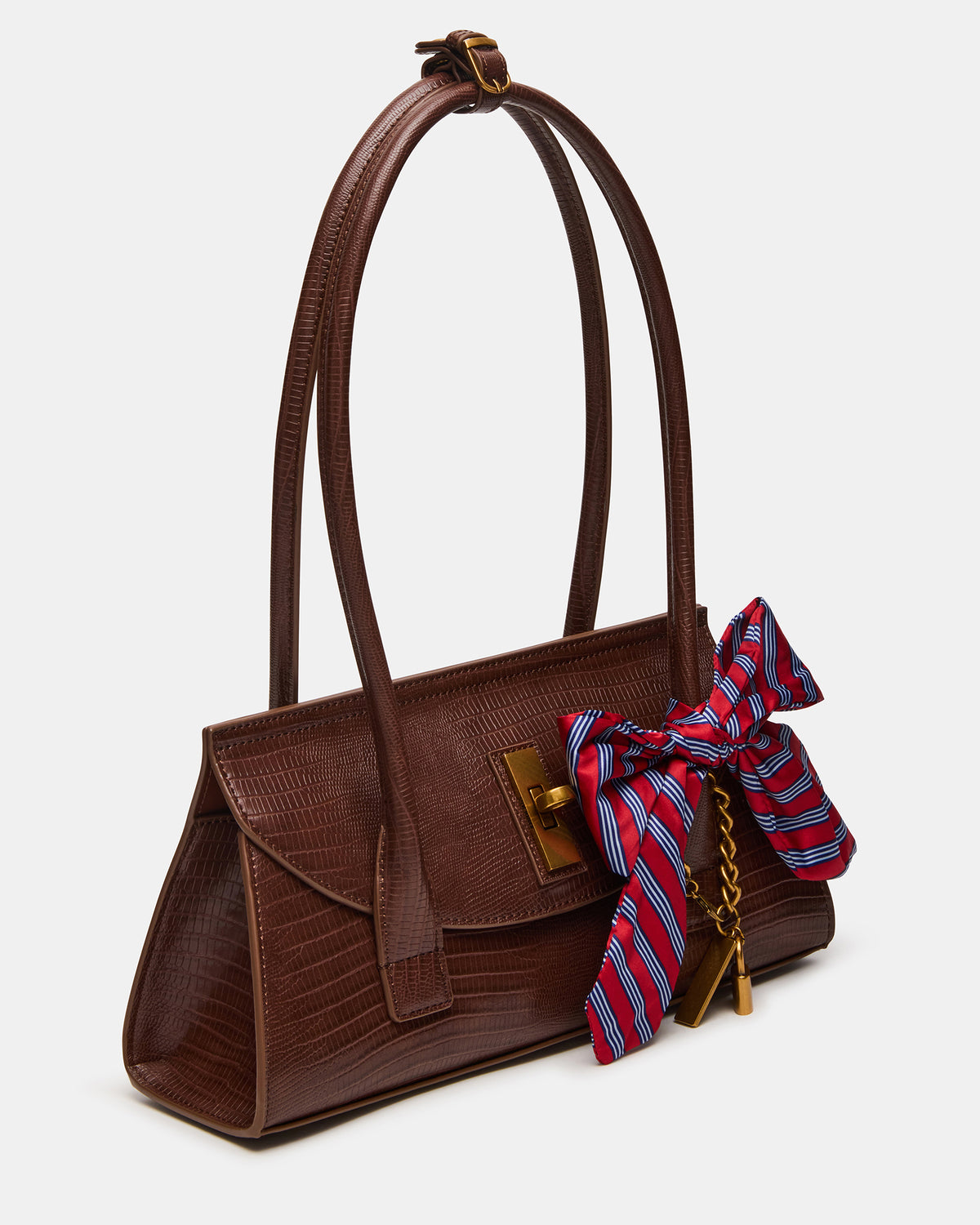 MILAN Bag Chocolate Elongated Menswear-Inspired Shoulder Strap Handbag Steve Madden CHOCOLATE