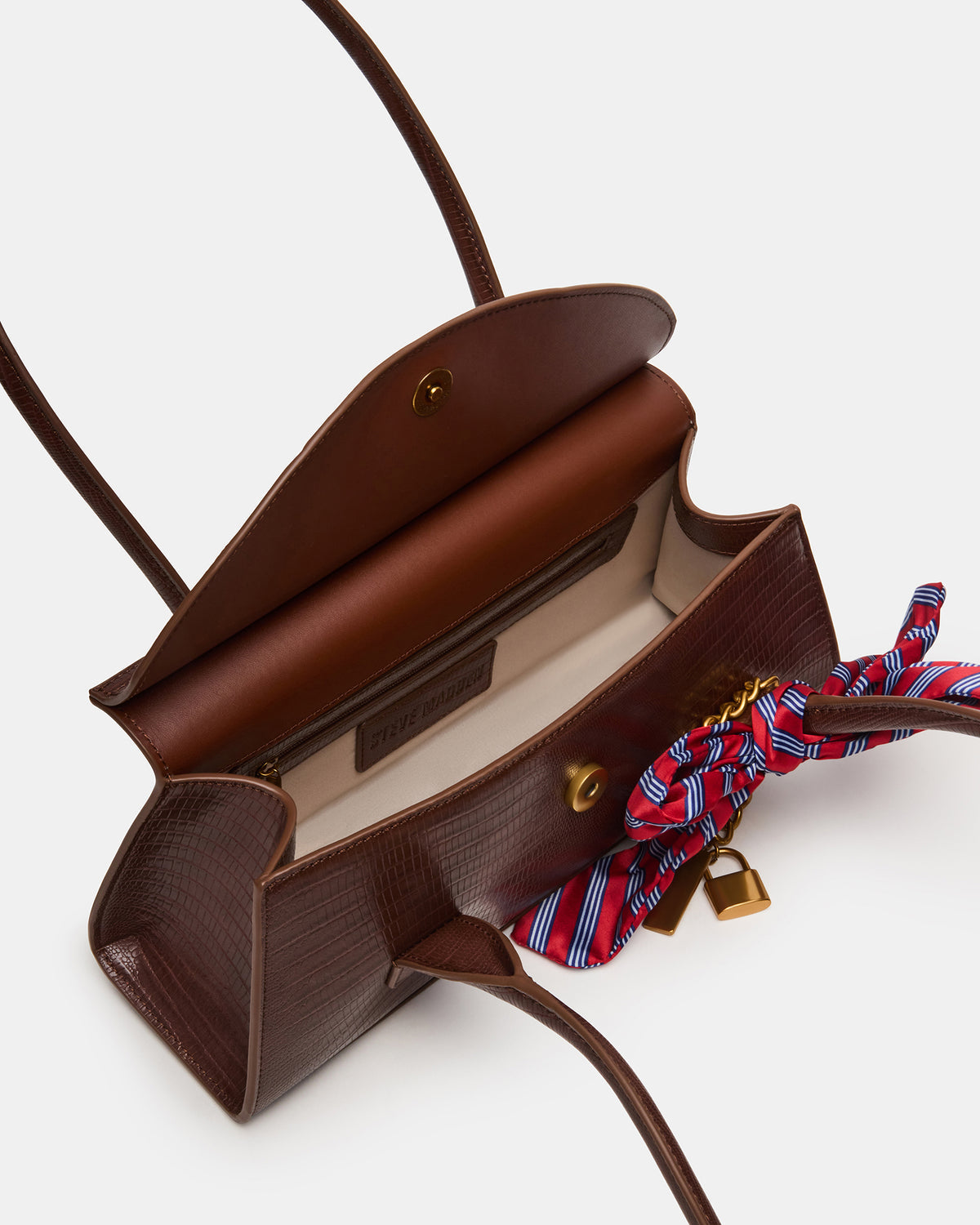 MILAN Bag Chocolate Elongated Menswear-Inspired Shoulder Strap Handbag Steve Madden CHOCOLATE