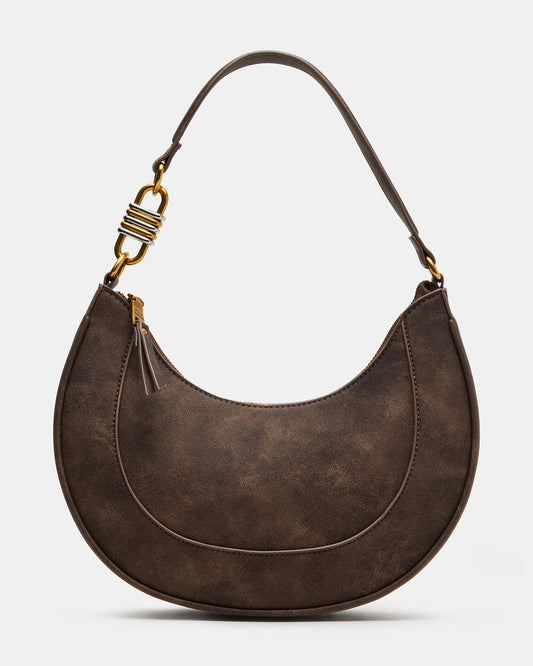 LOHAN Bag Brown Structured Hobo Shoulder Handbag Steve Madden BROWN