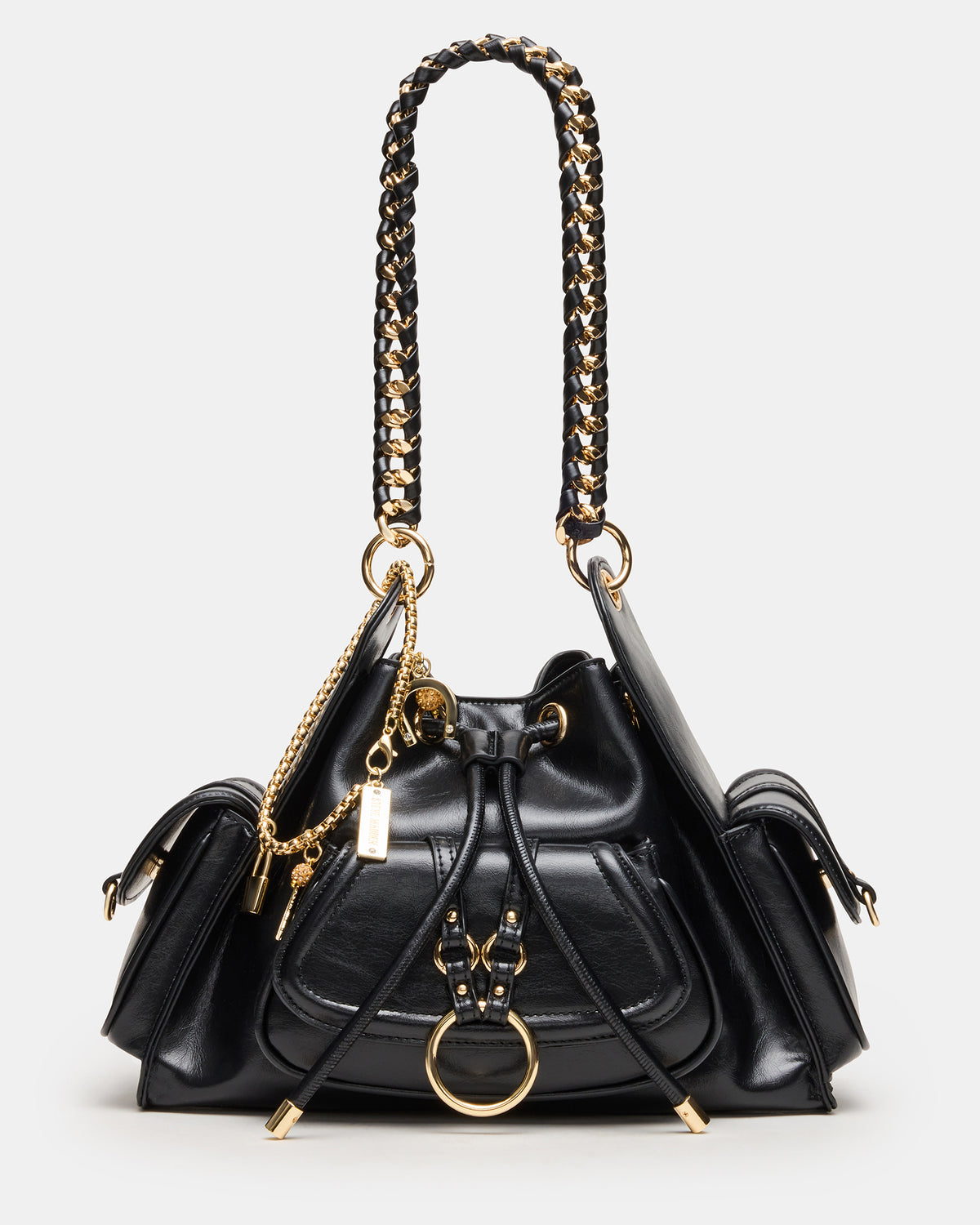 DRU Bag Black Hobo Shoulder Strap Chain Strap Handbag Steve Madden BLACK