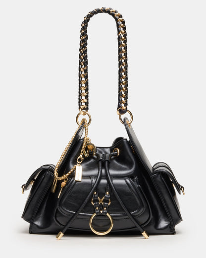 DRU Bag Black Hobo Shoulder Strap Chain Strap Handbag Steve Madden BLACK