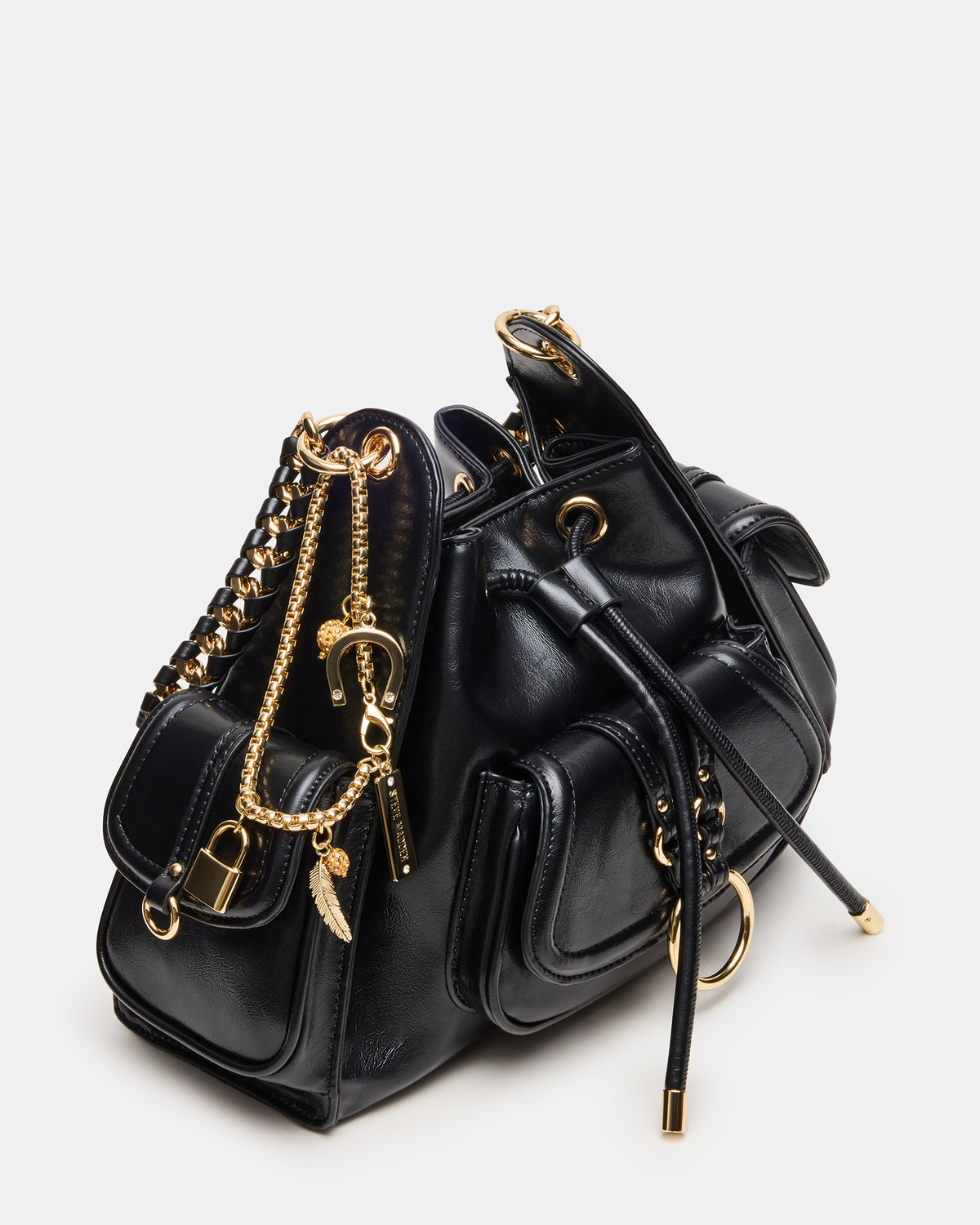 DRU Bag Black Hobo Shoulder Strap Chain Strap Handbag Steve Madden BLACK