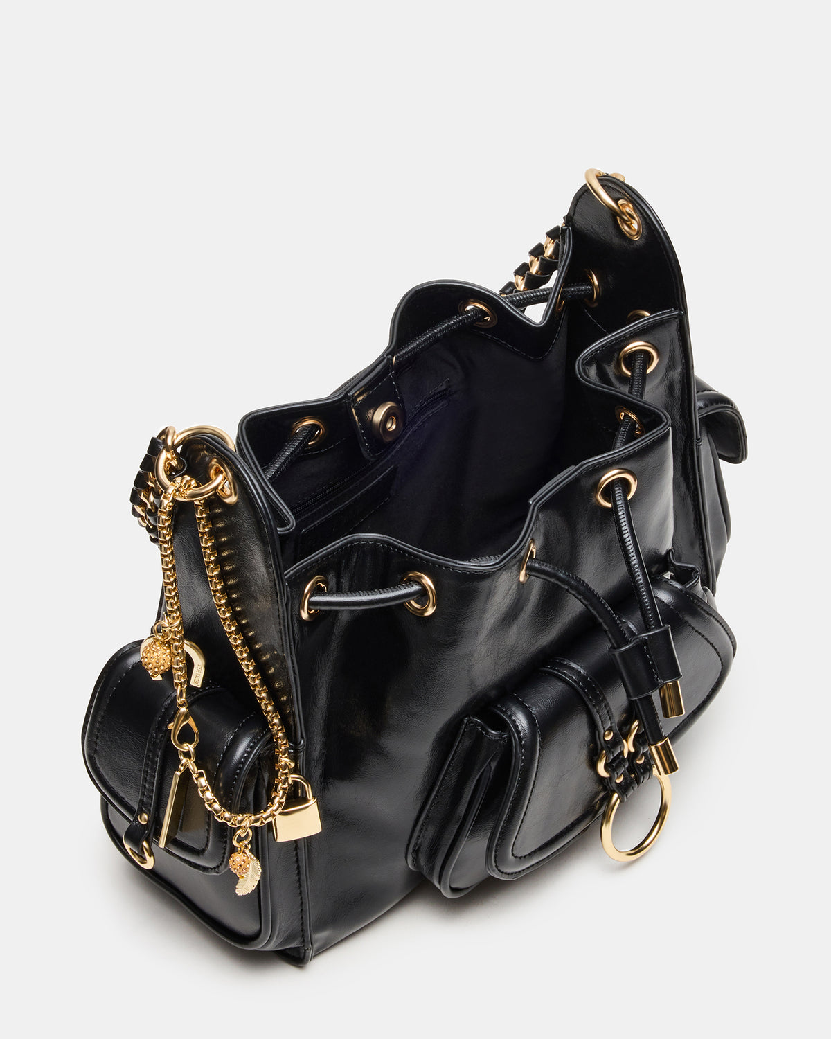 DRU Bag Black Hobo Shoulder Strap Chain Strap Handbag Steve Madden BLACK