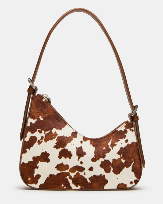 SMITH Bag Brown Cow Print Asymmetric Shoulder Handbag Steve Madden BROWN MULTI