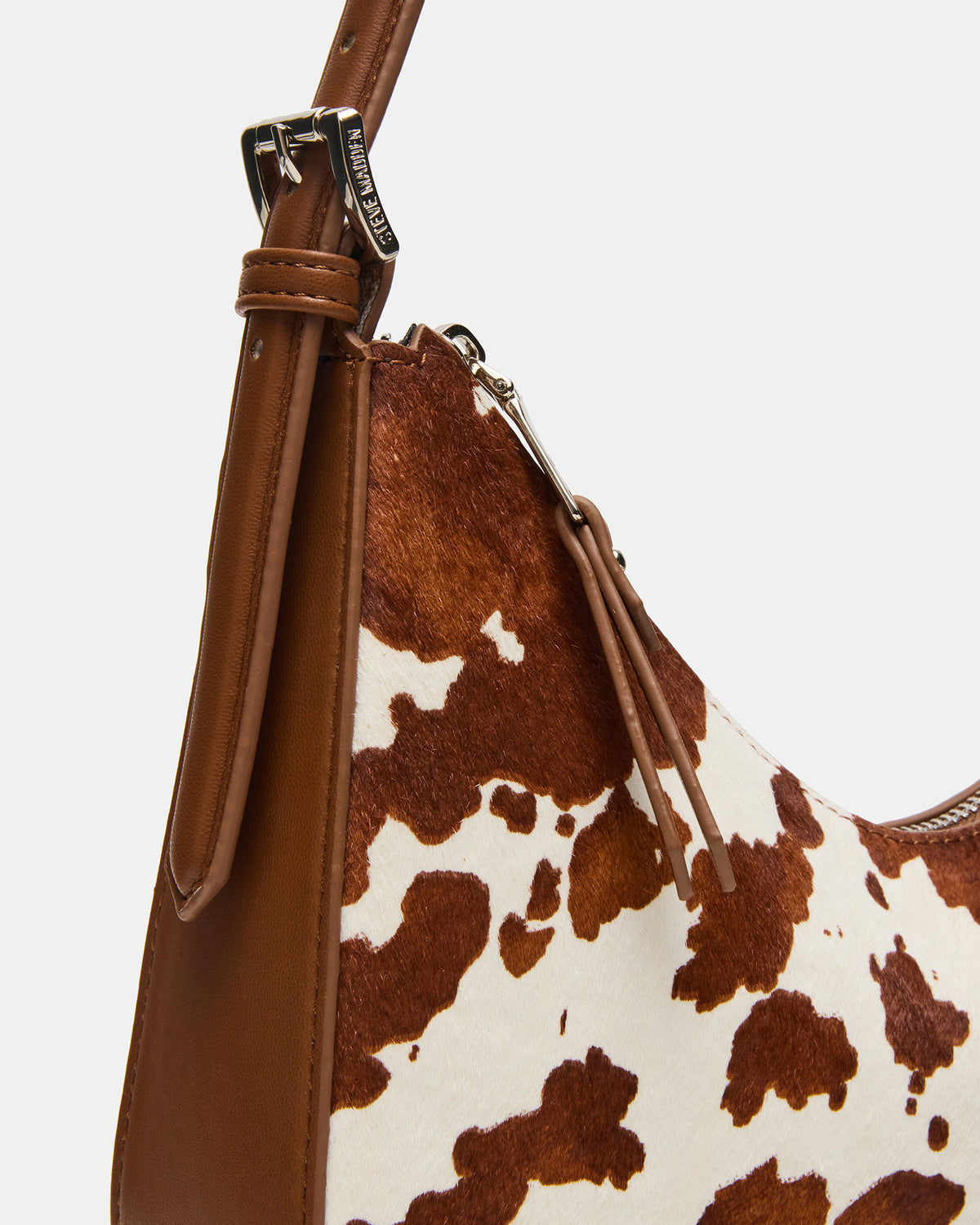 SMITH Bag Brown Cow Print Asymmetric Shoulder Handbag Steve Madden BROWN MULTI