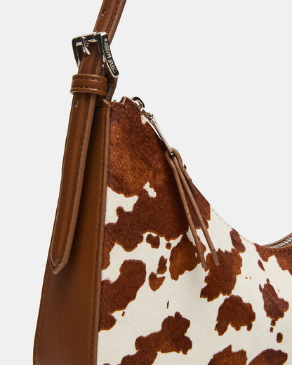 SMITH Bag Brown Cow Print Asymmetric Shoulder Handbag Steve Madden BROWN MULTI