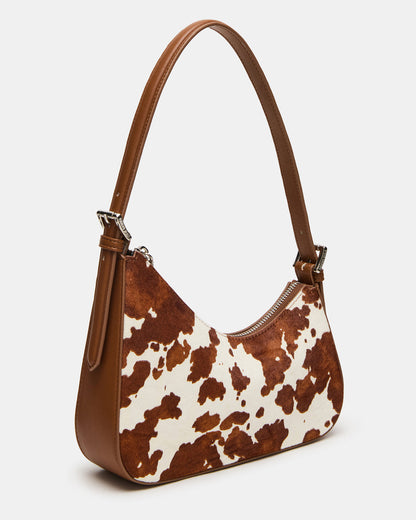 SMITH Bag Brown Cow Print Asymmetric Shoulder Handbag Steve Madden BROWN MULTI
