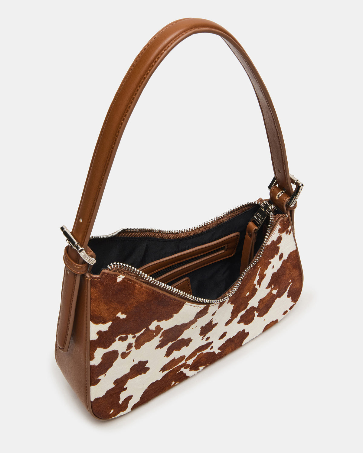 SMITH Bag Brown Cow Print Asymmetric Shoulder Handbag Steve Madden BROWN MULTI