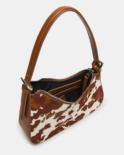 SMITH Bag Brown Cow Print Asymmetric Shoulder Handbag Steve Madden BROWN MULTI