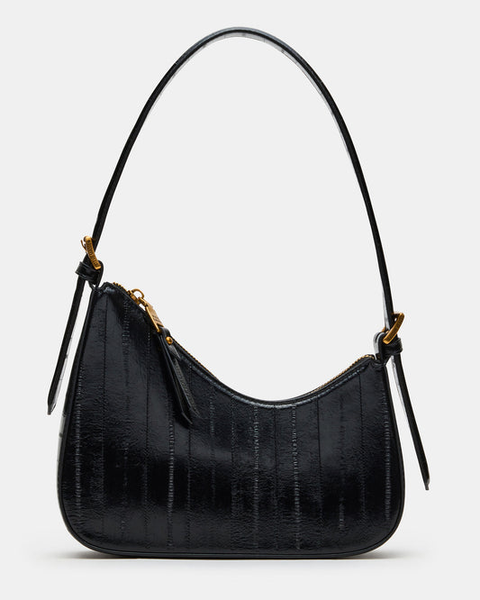 SMITH Bag Black Eel Asymmetric Shoulder Handbag Steve Madden BLACK EEL
