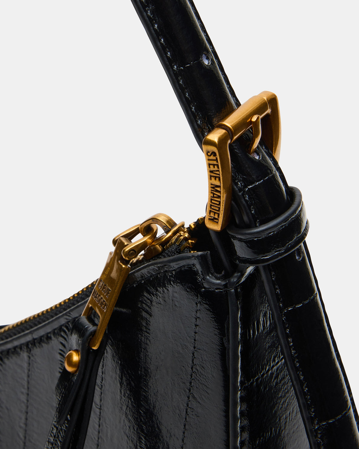 SMITH Bag Black Eel Asymmetric Shoulder Handbag Steve Madden BLACK EEL