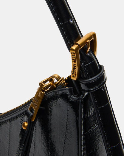SMITH Bag Black Eel Asymmetric Shoulder Handbag Steve Madden BLACK EEL