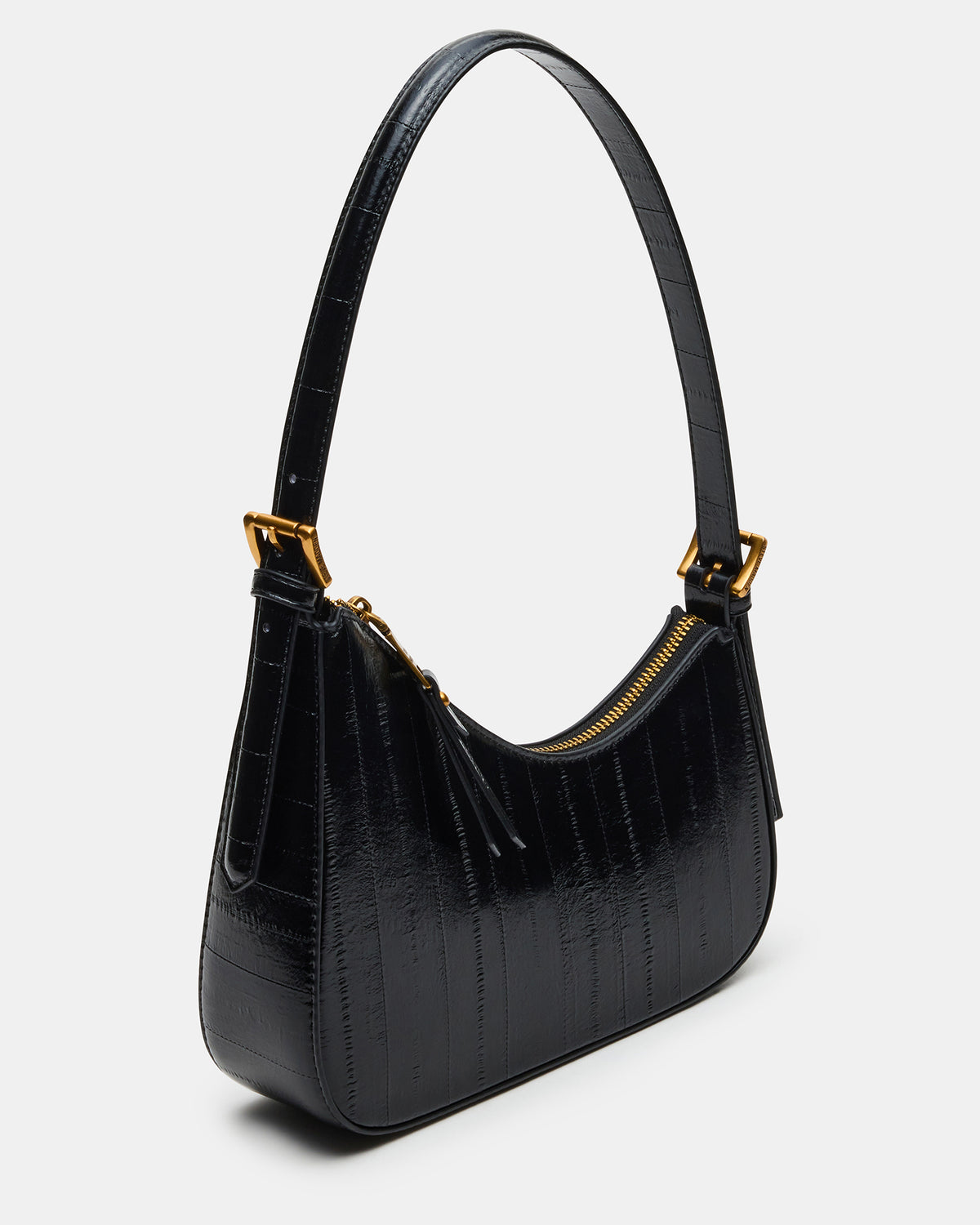 SMITH Bag Black Eel Asymmetric Shoulder Handbag Steve Madden BLACK EEL