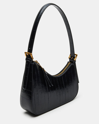 SMITH Bag Black Eel Asymmetric Shoulder Handbag Steve Madden BLACK EEL