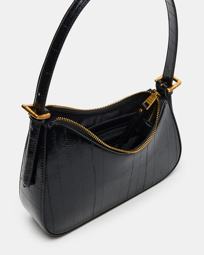 SMITH Bag Black Eel Asymmetric Shoulder Handbag Steve Madden BLACK EEL