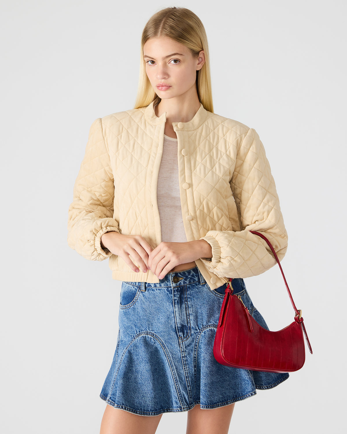 SMITH Bag Red Eel Asymmetric Shoulder Handbag Steve Madden RED EEL