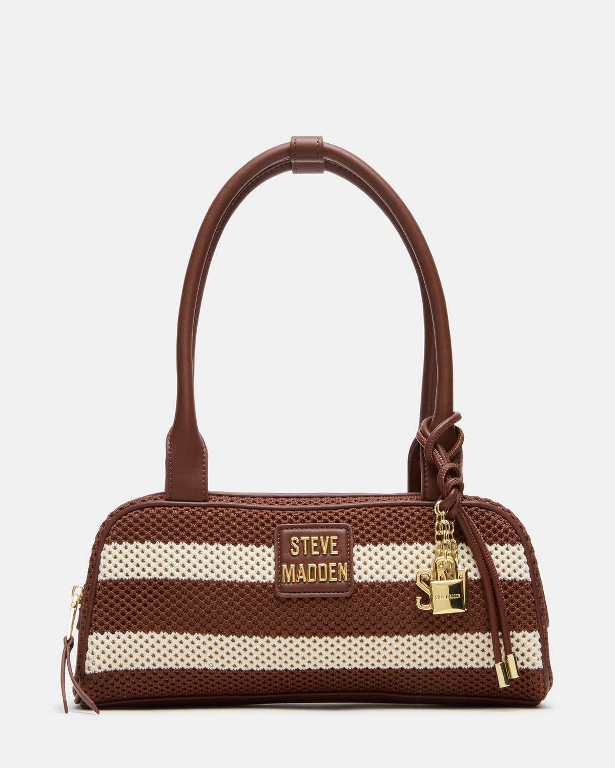 LAGUNE Bag Chocolate Multi Elongated Straw Shoulder Strap Handbag Steve Madden CHOCOLATE MULTI