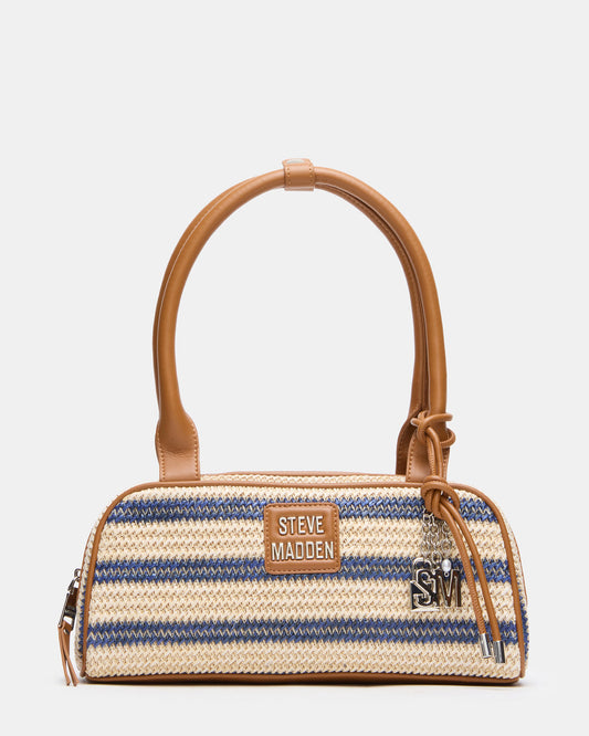 LAGUNE Bag Navy Multi Elongated Straw Shoulder Strap Handbag Steve Madden NAVY MULTI