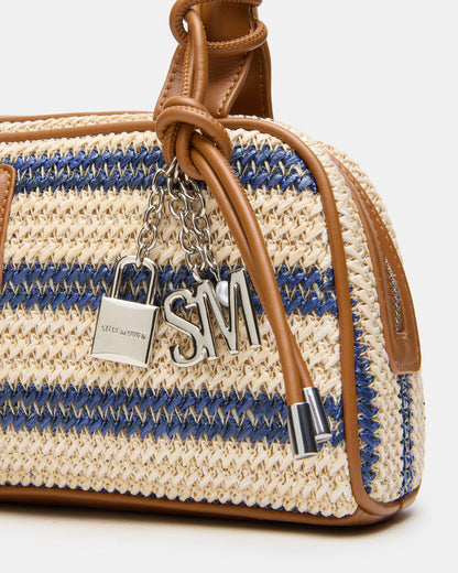 LAGUNE Bag Navy Multi Elongated Straw Shoulder Strap Handbag Steve Madden NAVY MULTI