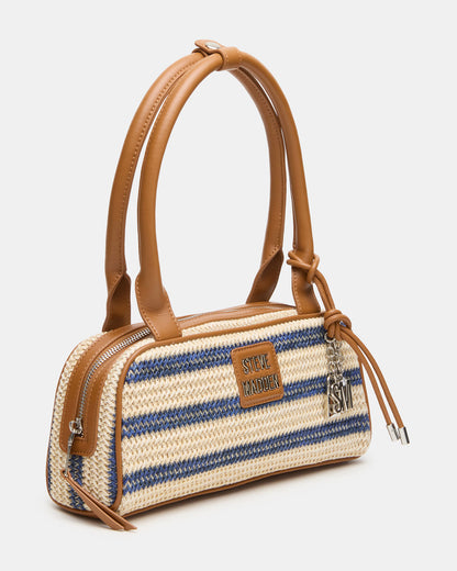 LAGUNE Bag Navy Multi Elongated Straw Shoulder Strap Handbag Steve Madden NAVY MULTI