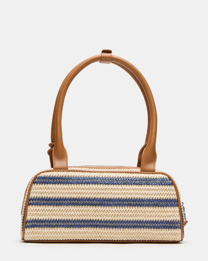 LAGUNE Bag Navy Multi Elongated Straw Shoulder Strap Handbag Steve Madden NAVY MULTI