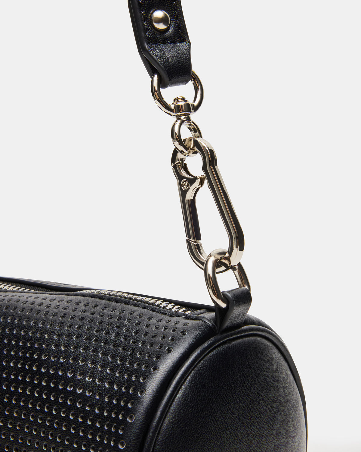 PRIYA Perforated Bag Black Mini Barrel Shoulder Handbag Steve Madden BLACK